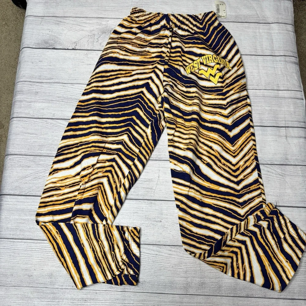 Boxer Rebellion Vintage Comfort Pants Mens Small Blue Gold Tiger Stripe WVU‎ NWT
